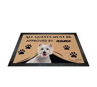 BAGEYOU All Guests Must be Approved Outdoor Doormat with My Love Dog Westie Welcome Floor Mat Custom Name 23.6" X 15.7"