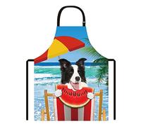 BAGEYOU Border Collie Dog Cool Summer Watermelon Beach Palm Tree Kitchen Chef Apron