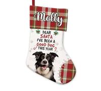 BAGEYOU Border Collie Dog Decor Christmas Stocking Dear Santa I've Been a Good Dog This Year Customized Hanging Stockings for Home Party Decor 14.4"