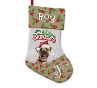 BAGEYOU Border Terrier Dog in Santa Hat Decor Christmas Stocking Merry Christmas Joy Customized Hanging Stockings for Home Party Decor 14.4"