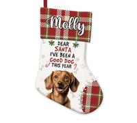 BAGEYOU Brown Dachshund Dog Decor Christmas Stocking Dear Santa I've Been a Good Dog This Year Customized Hanging Stockings for Home Party Decor 14.4"
