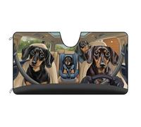 BAGEYOU Car Front Windshield Sunshade Black Dachshund Dog Family Decor Vehicle Sun Shade Visor UV Ray Reflector Sun Protector, Keep Vehicle Cool, 51" x 26.8"