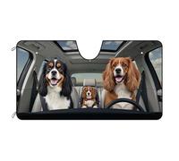 BAGEYOU Car Front Windshield Sunshade Cavalier King Charles Spaniel Dog Puppy Family Decor Vehicle Sun Shade Visor UV Ray Reflector Sun Protector, Keep Vehicle Cool, 51" x 26.8"