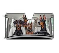 BAGEYOU Car Front Windshield Sunshade Doberman Dog Decor Vehicle Sun Shade Visor UV Ray Reflector Sun Protector, Keep Vehicle Cool, 55" x 30"