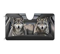 BAGEYOU Car Front Windshield Sunshade Funny Wolf Decor Vehicle Sun Shade Visor UV Ray Reflector Sun Protector, Keep Vehicle Cool, 55" x 30"