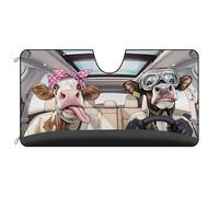 BAGEYOU Car Front Windshield Sunshade Milk Cow Couple Decor Vehicle Sun Shade Visor UV Ray Reflector Sun Protector, Keep Vehicle Cool, 55" x 30"
