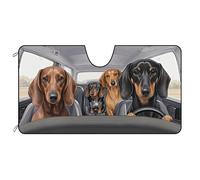 BAGEYOU Car Windshield Sunshade Dachshund Dog Family Vehicle Front Windshield Sunshade UV Ray Reflector Sun Protector Sun Shade Visor, Keep Vehicle Cool, 55" x 30"