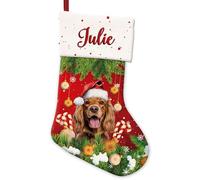 BAGEYOU Cocker Spaniel Dog in Santa Hat Red Christmas Stocking Personalized Xmas Tree Hanging Stockings for Home Party Decor 14.4"