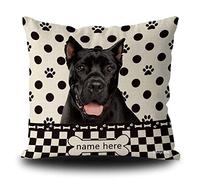 BAGEYOU Custom Dog Polka Dots Throw Pillow Cover Cane Corso Buffalo Check Plaid Paw Bone Home Decor Square Couch Cushion Case Pillowcase 18 x 18 Inch