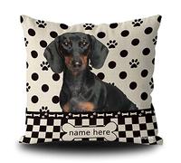 BAGEYOU Custom Dog Polka Dots Throw Pillow Cover Dachshund Buffalo Check Plaid Paw Bone Home Decor Square Couch Cushion Case Pillowcase 20 x 20 Inch