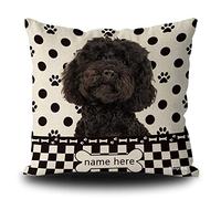 BAGEYOU Custom Dog Polka Dots Throw Pillow Cover Labradoodle Buffalo Check Plaid Paw Bone Home Decor Square Couch Cushion Case Pillowcase 20 x 20 Inch