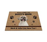BAGEYOU Custom Shih Tzu Puppy Welcome Floor Mat Funny Pet Paws Doormat Home Decorations Welcome To Dog's House 23.6"x15.7"