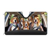 BAGEYOU Dog Car Front Windshield Sunshade Beagle Family Decor Vehicle Sun Shade Visor UV Ray Reflector Sun Protector, Keep Vehicle Cool, 55" x 30"
