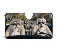 BAGEYOU Dog Car Front Windshield Sunshade Cute Schnauzer Family Decor Vehicle Sun Shade Visor UV Ray Reflector Sun Protector, Keep Vehicle Cool, 51" x 26.8"