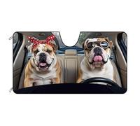 BAGEYOU Dog Car Front Windshield Sunshade English Bulldog Decor Vehicle Sun Shade Visor UV Ray Reflector Sun Protector, Keep Vehicle Cool, 55" x 30"