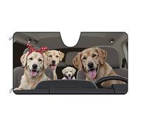 BAGEYOU Dog Car Front Windshield Sunshade Golden Retriever Family Decor Vehicle Sun Shade Visor UV Ray Reflector Sun Protector, Keep Vehicle Cool, 55" x 30"