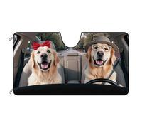 BAGEYOU Dog Car Front Windshield Sunshade Happy Golden Retriever Couple Decor Vehicle Sun Shade Visor UV Ray Reflector Sun Protector, Keep Vehicle Cool, 55" x 30"