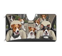 BAGEYOU Dog Car Front Windshield Sunshade Jack Russell Terrier Decor Vehicle Sun Shade Visor UV Ray Reflector Sun Protector, Keep Vehicle Cool, 55" x 30"