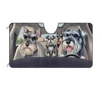 BAGEYOU Dog Car Front Windshield Sunshade Schnauzer Family Decor Vehicle Sun Shade Visor UV Ray Reflector Sun Protector, Keep Vehicle Cool, 55" x 30"