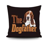 BAGEYOU Dog Father Pillow Case Basset Hound Decor Square Throw Cushion Cover for Couch Sofa, 18 x 18 Inch, Double Sided