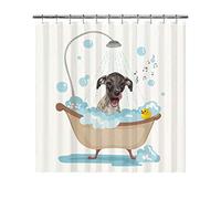 BAGEYOU Funny Dog Whippet in Bath Shower Curtains Cute Puppy Taking A Shower Waterproof Polyester Fabric Bathroom Curtain 66 X 72 Inch, with 12 Hooks