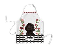 BAGEYOU Personalized Cute Dog Labradoodle Apron with Flowers Black And White Stripe