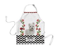 BAGEYOU Personalized Cute Dog Maltese Apron with Flowers Black And White Stripe