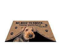 BAGEYOU Personalized Dog's Name Outdoor Doormat with My Love Dog Airedale Terrier Welcome Floor Mat Not Need to Knock I Know You're Here 35.4" x 23.6"