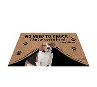 BAGEYOU Personalized Dog's Name Outdoor Doormat with My Love Dog Beagle Welcome Floor Mat Not Need to Knock I Know You're Here 23.6" X 15.7"