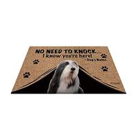 BAGEYOU Personalized Dog's Name Outdoor Doormat with My Love Dog Bearded Collie Welcome Floor Mat Not Need to Knock I Know You're Here 23.6" X 15.7"
