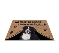 BAGEYOU Personalized Dog's Name Outdoor Doormat with My Love Dog Bernese Welcome Floor Mat Not Need to Knock I Know You're Here 23.6" X 15.7"