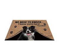 BAGEYOU Personalized Dog's Name Outdoor Doormat with My Love Dog Border Collie Welcome Floor Mat Not Need to Knock I Know You're Here 35.4" x 23.6"