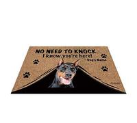 BAGEYOU Personalized Dog's Name Outdoor Doormat with My Love Dog Doberman Welcome Floor Mat Not Need to Knock I Know You're Here 35.4" x 23.6"