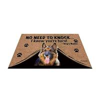 BAGEYOU Personalized Dog's Name Outdoor Doormat with My Love Dog German Shepherd Welcome Floor Mat Not Need to Knock I Know You're Here 23.6" X 15.7"