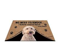BAGEYOU Personalized Dog's Name Outdoor Doormat with My Love Dog Goldendoodle Welcome Floor Mat Not Need to Knock I Know You're Here 27.5" x 17.7"