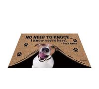 BAGEYOU Personalized Dog's Name Outdoor Doormat with My Love Dog Jack Russell Terrier Welcome Floor Mat Not Need to Knock I Know You're Here 35.4" x 23.6"