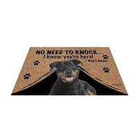 BAGEYOU Personalized Dog's Name Outdoor Doormat with My Love Dog Rottweiler Welcome Floor Mat Not Need to Knock I Know You're Here 27.5" x 17.7"