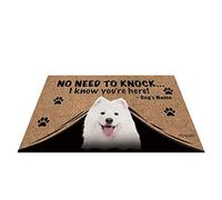 BAGEYOU Personalized Dog's Name Outdoor Doormat with My Love Dog Samoyed Welcome Floor Mat Not Need to Knock I Know You're Here 27.5" x 17.7"