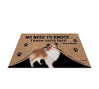 BAGEYOU Personalized Dog's Name Outdoor Doormat with My Love Dog Sheltie Welcome Floor Mat Not Need to Knock I Know You're Here 27.5" x 17.7"