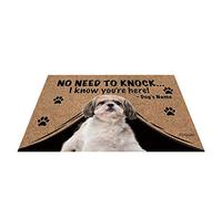 BAGEYOU Personalized Dog's Name Outdoor Doormat with My Love Dog Shih Tzu Welcome Floor Mat Not Need to Knock I Know You're Here 23.6" X 15.7"