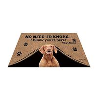 BAGEYOU Personalized Dog's Name Outdoor Doormat with My Love Dog Vizsla Welcome Floor Mat Not Need to Knock I Know You're Here 27.5" x 17.7"
