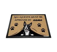 BAGEYOU Personalized Dog's Name Peeking Dog Border Collie Doormat All Guest Must Be Approved Rugs for Home Decor 23.6 x 15.7 Inch