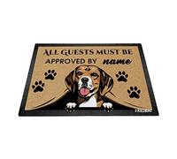 BAGEYOU Personalized Dog's Name Peeking Dog Cute Beagle Doormat All Guest Must Be Approved Rugs for Home Decor 27.5 x 17.7 Inch