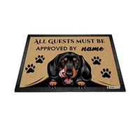BAGEYOU Personalized Dog's Name Peeking Dog Dachshund Doormat All Guest Must Be Approved Rugs for Home Decor 27.5 x 17.7 Inch