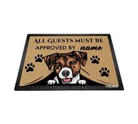 BAGEYOU Personalized Dog's Name Peeking Dog Jack Russell Terrier Doormat All Guest Must Be Approved Rugs for Home Decor 23.6 x 15.7 Inch