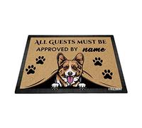 BAGEYOU Personalized Dog's Name Peeking Dog Pembroke Welsh Corgi Doormat All Guest Must Be Approved Rugs for Home Decor 27.5 x 17.7 Inch