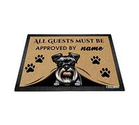 BAGEYOU Personalized Dog's Name Peeking Dog Schnauzer Doormat All Guest Must Be Approved Rugs for Home Decor 27.5 x 17.7 Inch