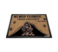 BAGEYOU Personalized Doormat Cute Peeking Dog Cocker Spaniel No Need to Knock I Konw You're Here Floor Mat 27.5 x 17.7 Inch