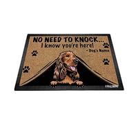 BAGEYOU Personalized Doormat Peeking Dog Cocker Spaniel No Need to Knock I Konw You're Here Floor Mat 27.5 x 17.7 Inch