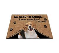 BAGEYOU Personalized Doormat with My Love Dog Beagle Dog Welcome Floor Mat Not Need to Knock I Know You're Here 27.5" x 17.7"